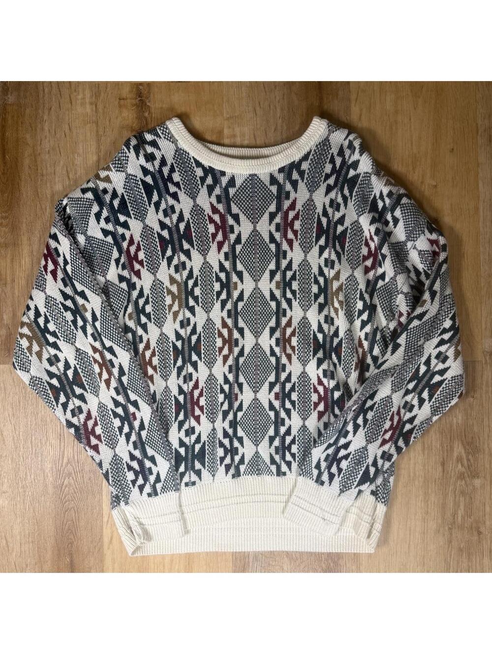 90s Janzei multicolored Aztec patterned sweater.